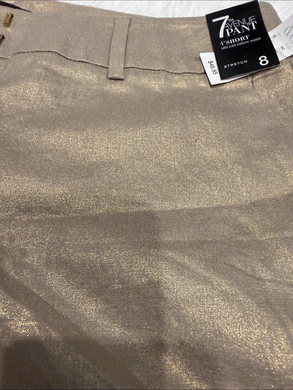 New York & Company Metallic Gold Cuffed Bermuda Shorts - Picture 5 of 7